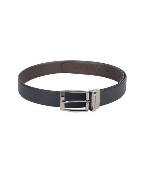 

Peter England Men Navy Blue & Brown Textured Leather Belt