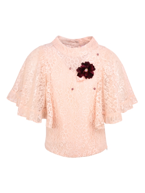 

CUTECUMBER Girls Peach-Coloured Self Design Top