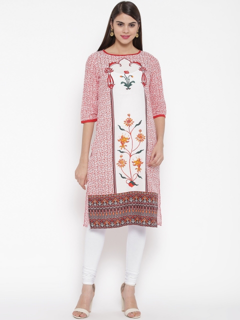 

Aurelia Women White & Red Printed Kurta