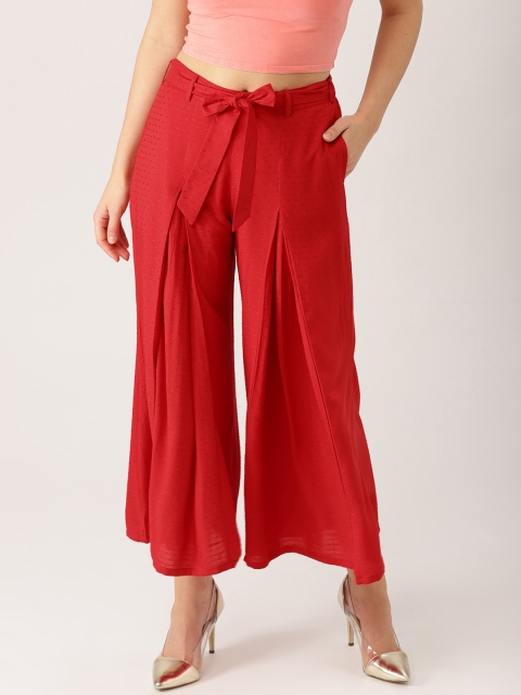 

Libas Women Red Flared Self Design Palazzos