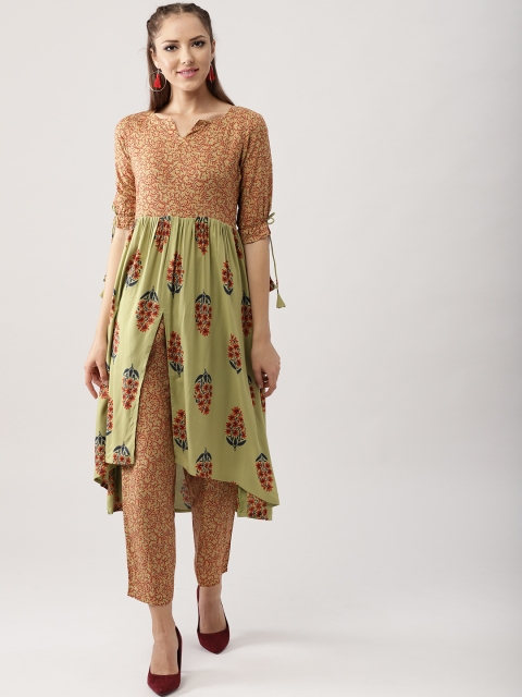 

Libas Women Green & Red Printed Kurta with Palazzos