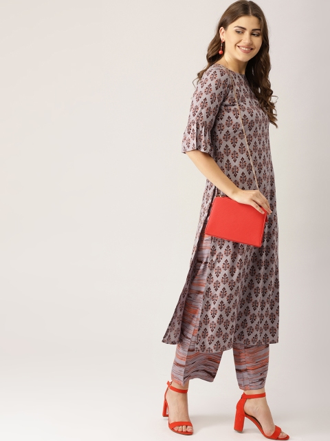 

Libas Women Grey & Brown Printed Kurta with Palazzos