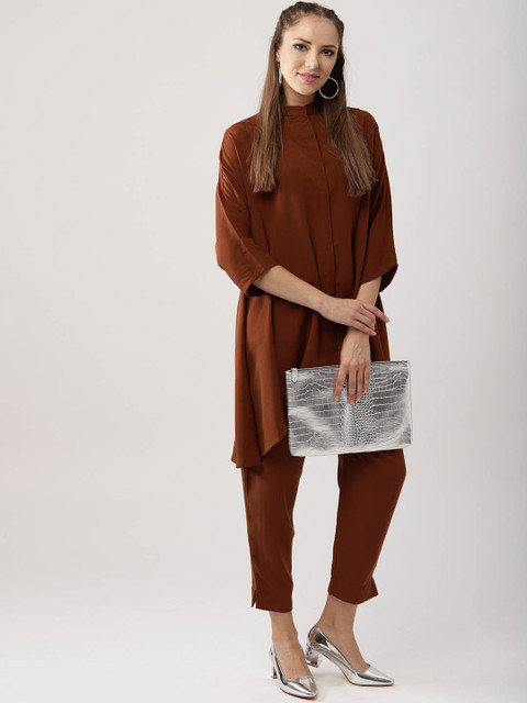 

Libas Women Brown Solid Kurta with Trousers