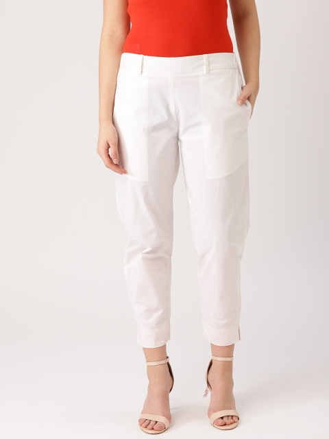 

Libas Women White Regular Fit Solid Trousers