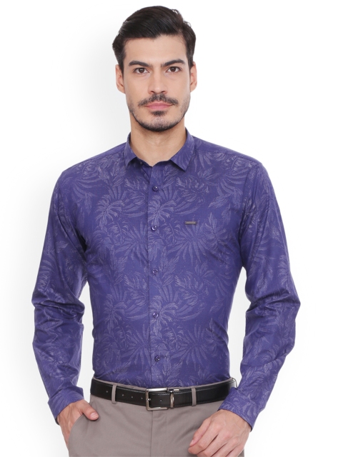 

V Dot Men Blue Slim Fit Printed Casual Shirt