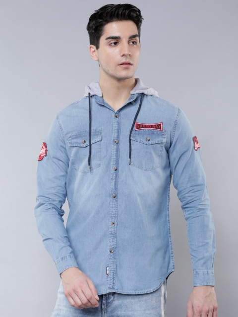 

LOCOMOTIVE Men Blue Slim Fit Faded Casual Shirt