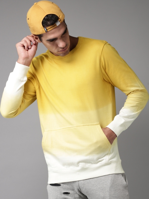 

HERE&NOW Men Mustard Solid Sweatshirt
