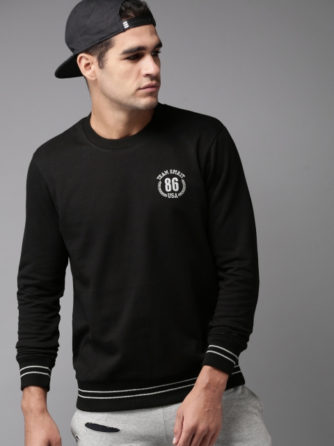 

HERE&NOW Men Black Solid Sweatshirt