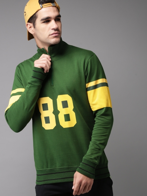 

HERE&NOW Men Green Printed Sweatshirt