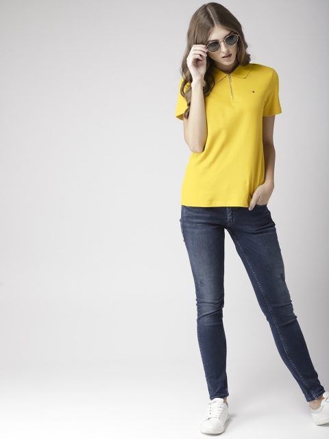 

Tommy Hilfiger Women Yellow Solid Polo Collar T-shirt