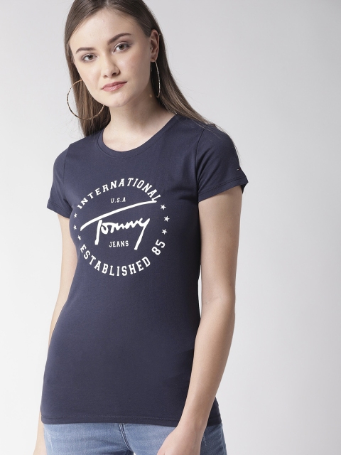 

Tommy Hilfiger Women Navy Blue Printed Round Neck T-shirt