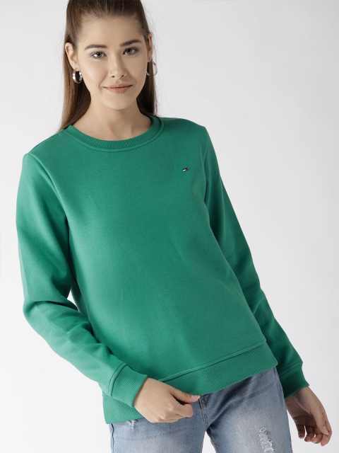 

Tommy Hilfiger Women Green Solid Sweatshirt