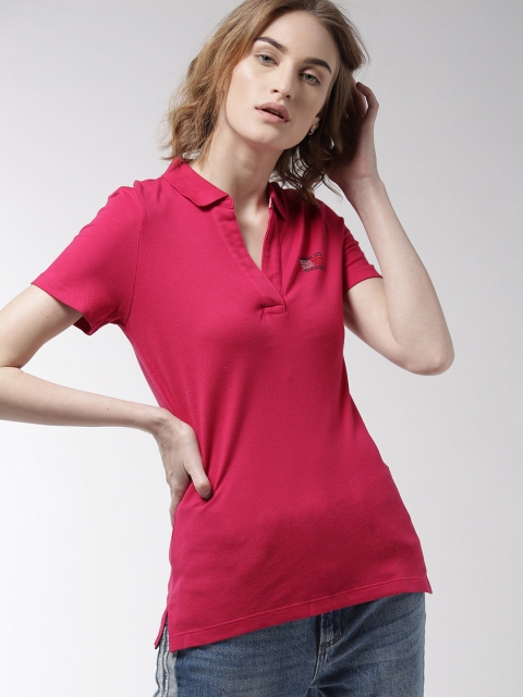 

Tommy Hilfiger Women Pink Solid Polo Collar T-shirt