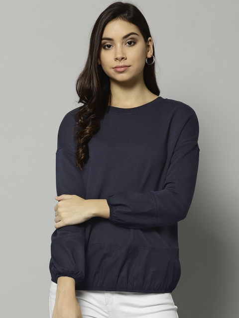 

Marks & Spencer Women Navy Blue Solid Sweatshirt