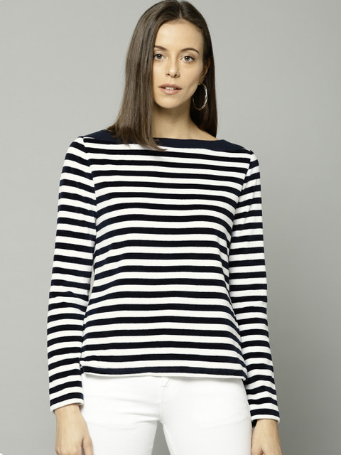 

Marks & Spencer Women Navy Blue & White Striped Top