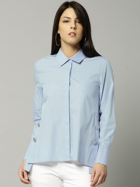 

Marks & Spencer Women Blue Regular Fit Solid Casual Shirt