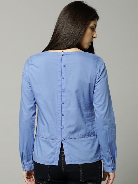 

Marks & Spencer Women Blue Solid Styled Back Top
