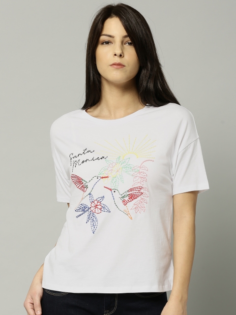 

Marks & Spencer Women White Self Design Embroidered Top