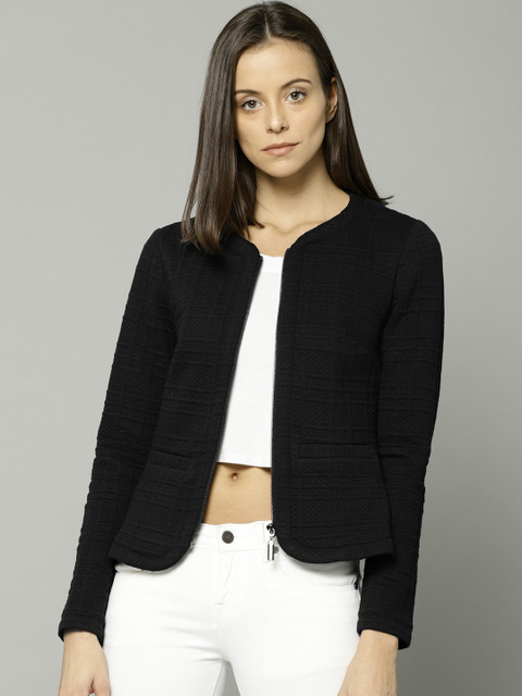 

Marks & Spencer Women Black Self-Design Tailored Jacket