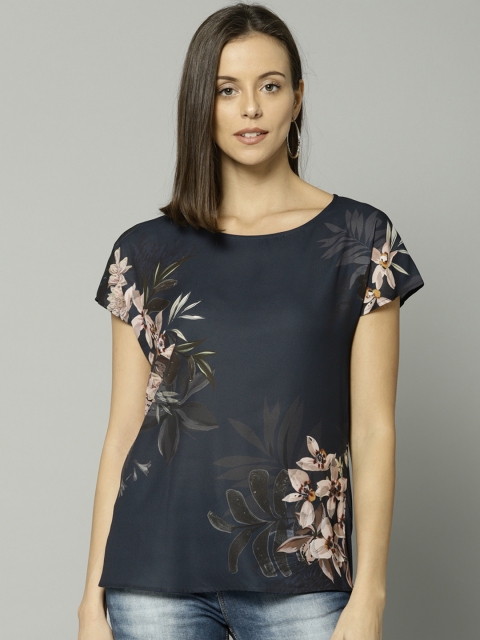 

Marks & Spencer Women Navy Blue Printed Top