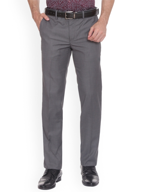 

Van Heusen Men Grey Slim Fit Self Design Formal Trousers