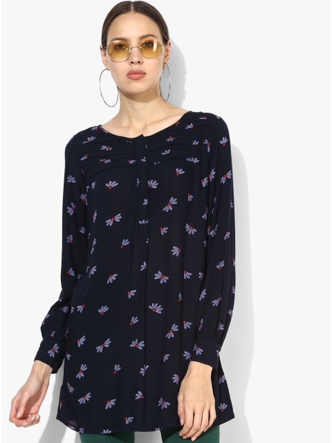 

Marks & Spencer Navy Blue Printed Tunic