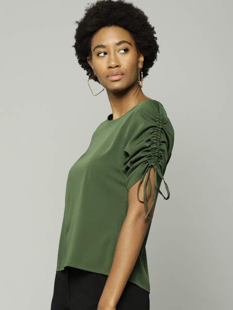 

Marks & Spencer Women Olive Green Solid Top