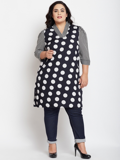 

NuBella Plus Size White Black Printed Tunic