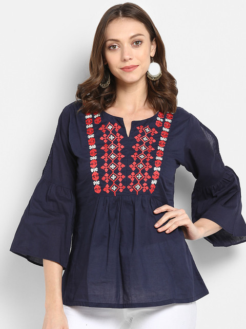 

Bhama Couture Women Blue Printed Top