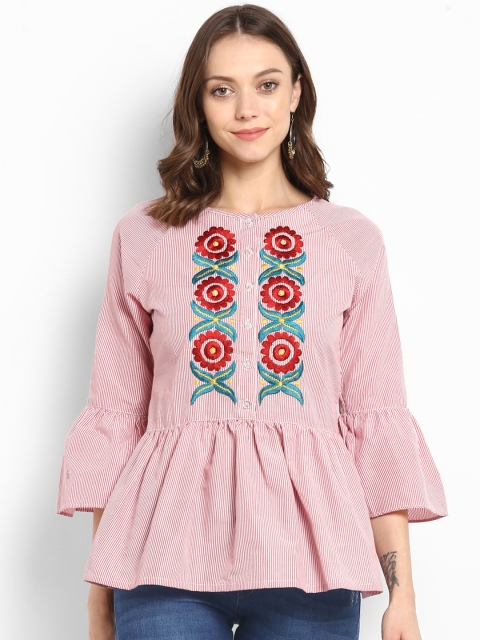 

Bhama Couture Women Pink Striped Top