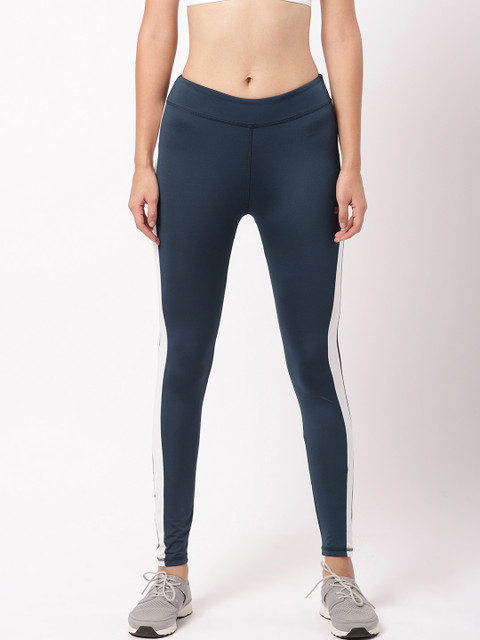 

ether Women Blue And White Solid Mid-Rise Tights