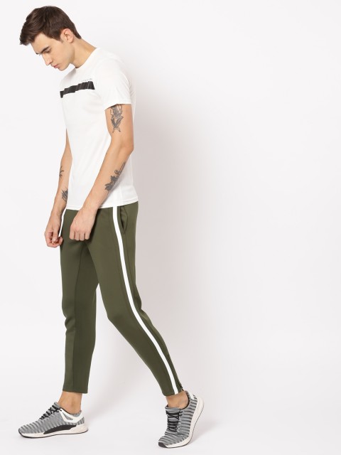 

ether e+ Men Olive Green Regular Fit Solid e-cool Cropped Track Pants