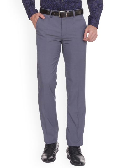

Van Heusen Men Grey Slim Fit Self Design Formal Trousers