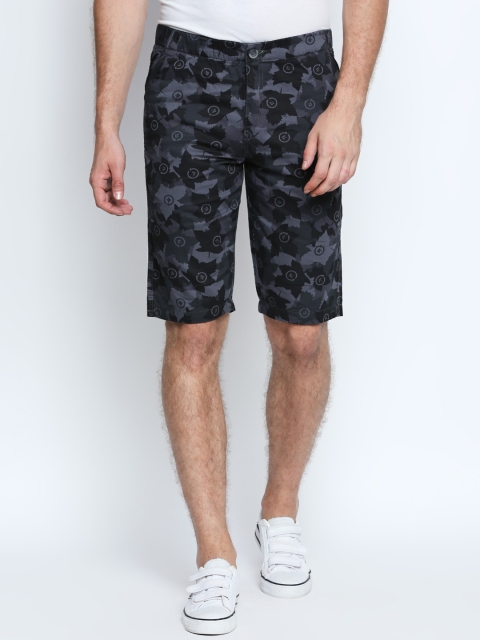 

AVOQ Men Grey Printed Regular Shorts