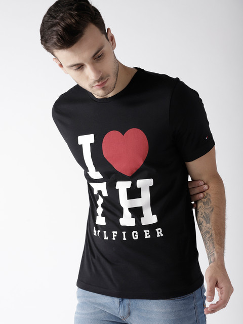 

Tommy Hilfiger Men Black Printed Round Neck T-shirt