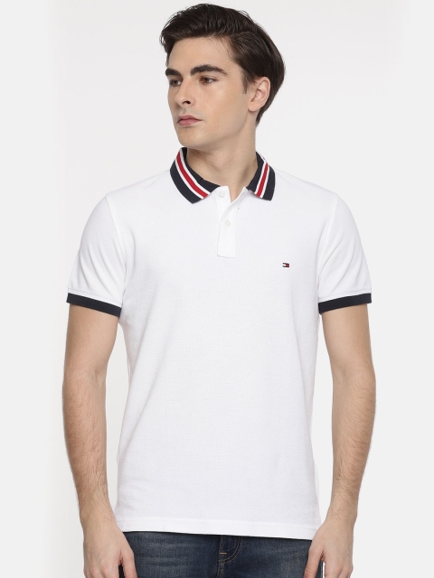 

Tommy Hilfiger Men White Solid Polo T-shirt