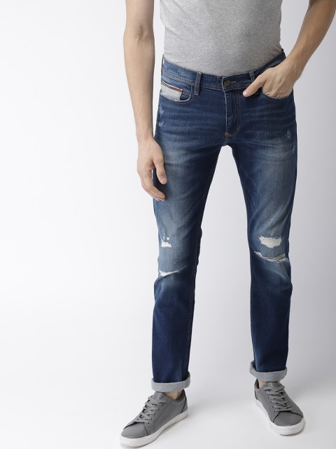 

Tommy Hilfiger Men Blue Slim Fit Mid-Rise Mildly Distressed Stretchable Jeans