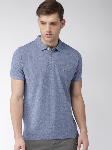 

Tommy Hilfiger Men Blue Solid Polo Collar T-shirt