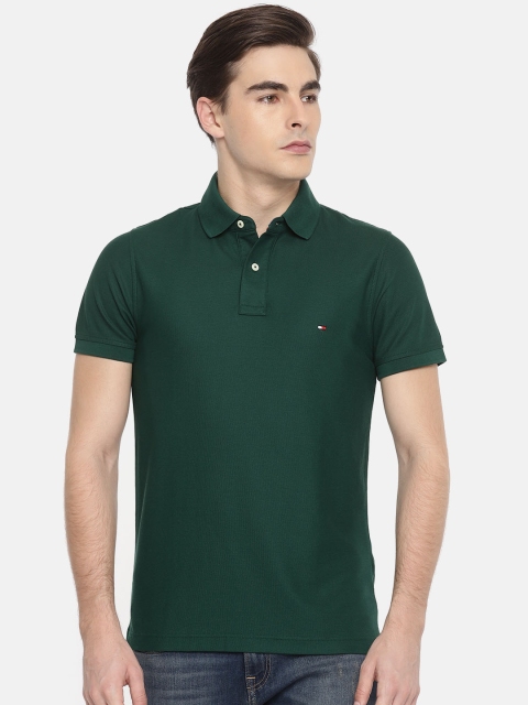 

Tommy Hilfiger Men Green Solid Polo T-shirt