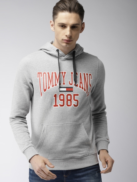 

Tommy Hilfiger Men Grey Printed Hooded Sweatshirt