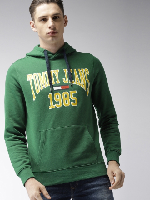 

Tommy Hilfiger Men Green Printed Hooded Sweatshirt