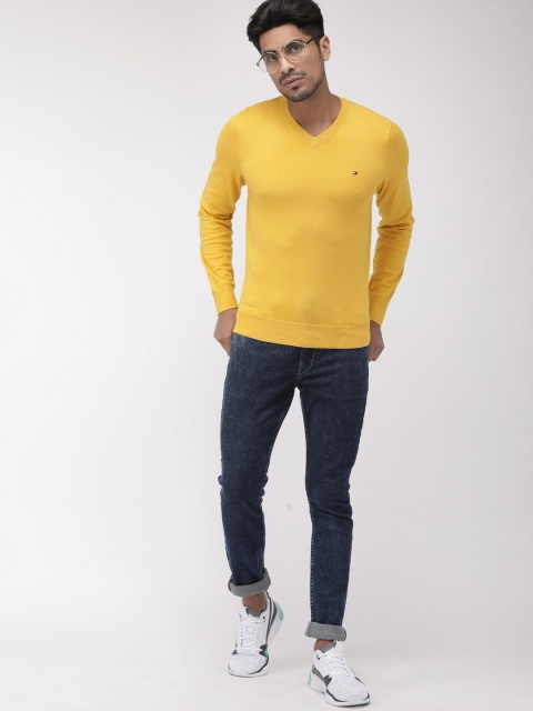 

Tommy Hilfiger Men Mustard Yellow Solid Pullover Sweater