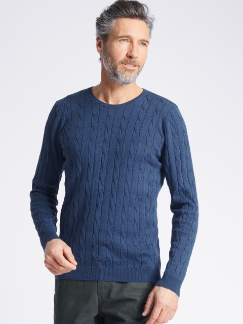 

Marks & Spencer Men Navy Blue Self Design Pullover