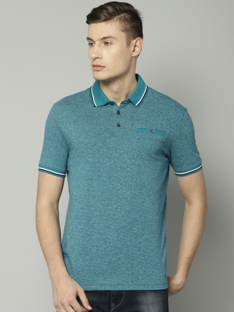 

Marks & Spencer Men Teal Solid Polo Collar T-shirt