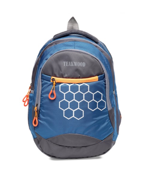 

Teakwood Leathers Unisex Blue & Grey Geometric Backpack