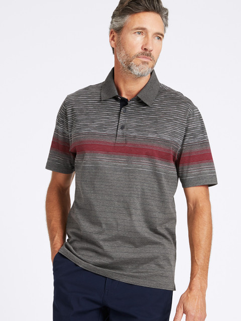 

Marks & Spencer Men Charcoal Grey Striped Polo T-shirt