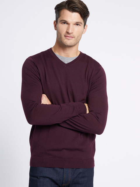 

Marks & Spencer Men Purple Solid Pullover