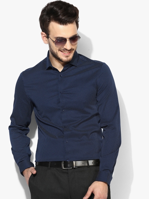 

Marks & Spencer Men Navy Blue & White Slim Fit Printed Formal Shirt