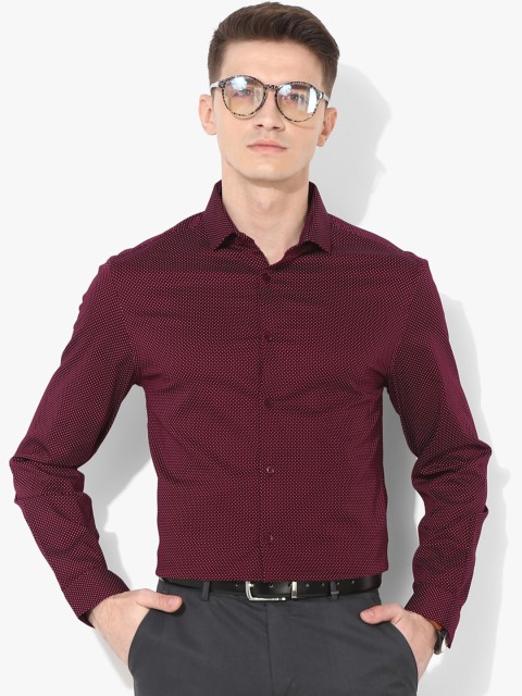 

Marks & Spencer Men Burgundy & White Slim Fit Printed Formal Shirt
