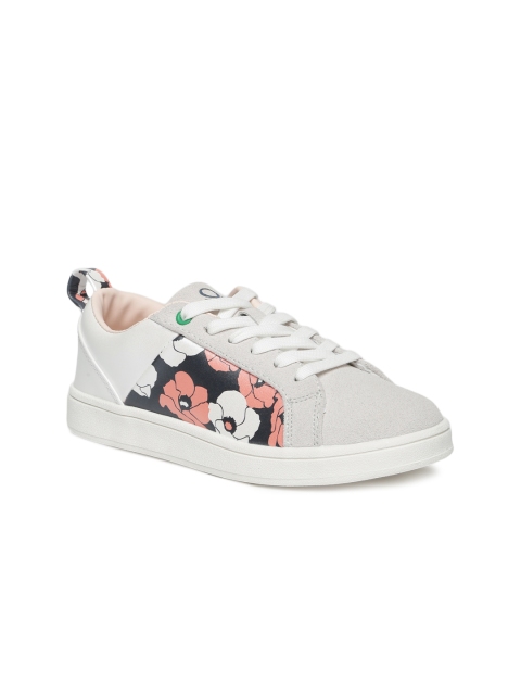 

United Colors of Benetton Women Grey & Peach-Coloured Floral Print Sneakers